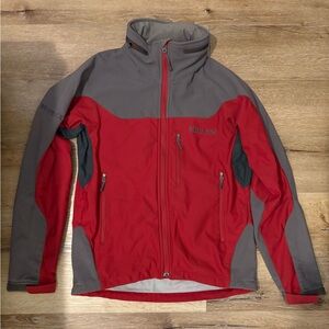 Marmot Vintage ROM Softshell Full Zip Jacket with Pockets in Red & Gray